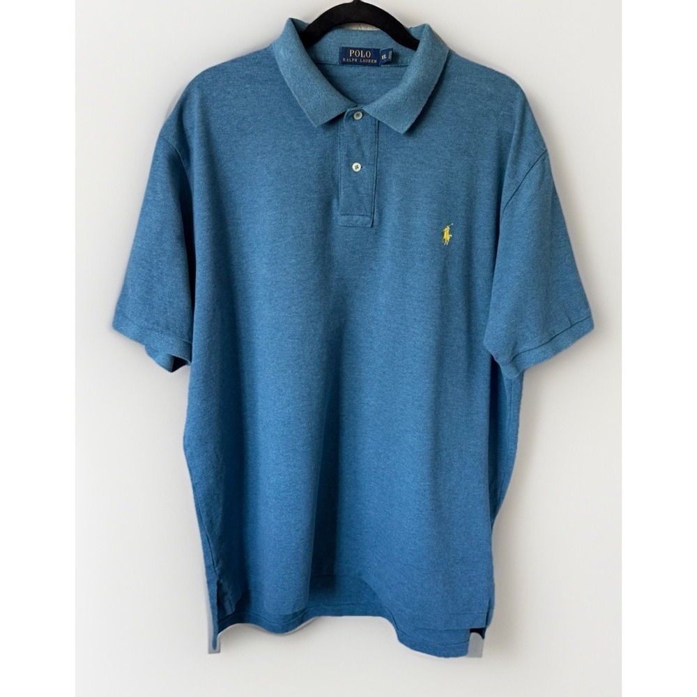Polo Ralph Lauren Polo Shirt XXL Blue Yellow Pony Short Sleeve Cotton
